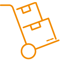 Icon of trolley carrying two boxes