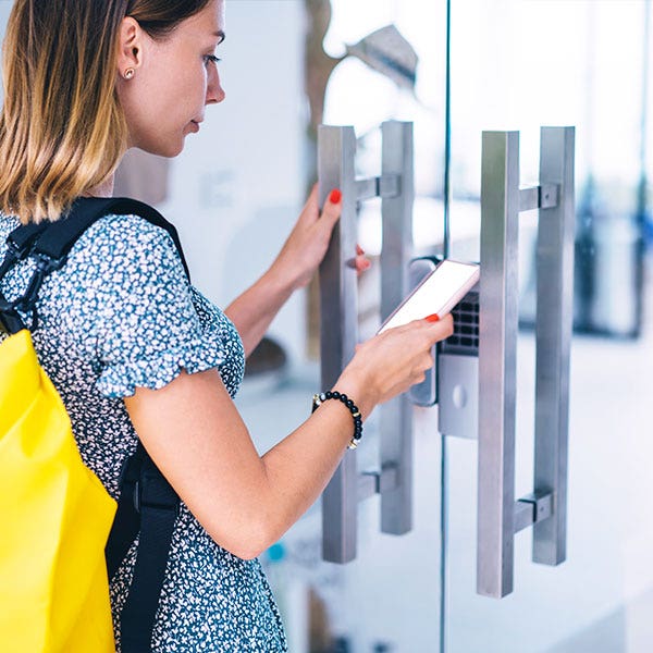 Student access control technology unlocking door