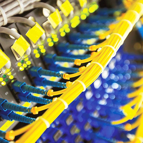Yellow fiber optic cabling