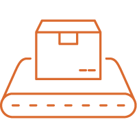 Icon of a box going down a conveyor belt