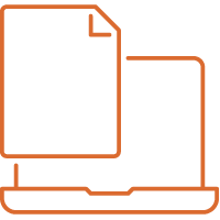 Icon of a piece of paper in front of a laptop